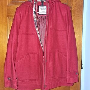 Womans Retro Preppy Classic Tommy Hilfigar Red Hooded Jacket